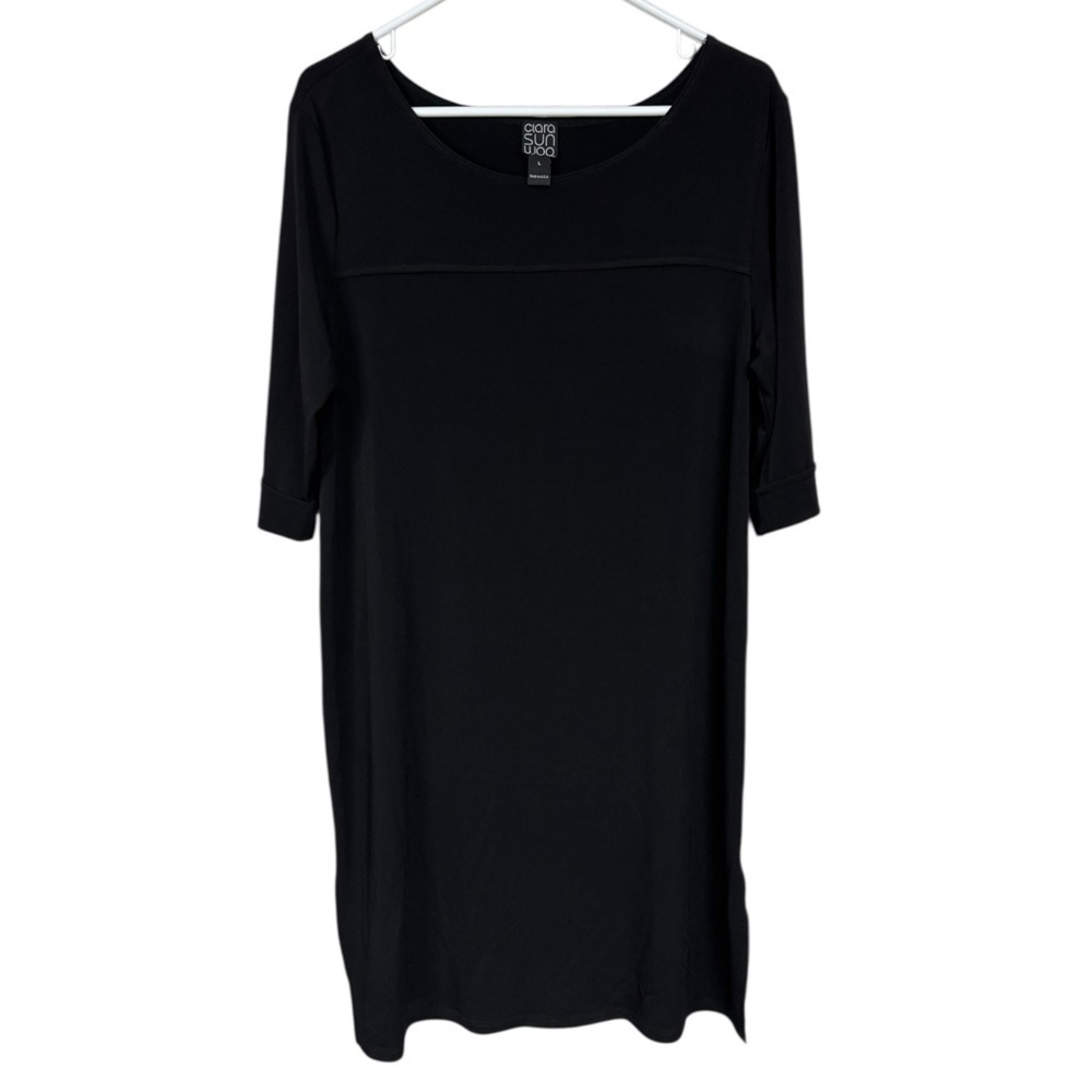 Clara Sun Woo Classic Black Shift Dress, Large